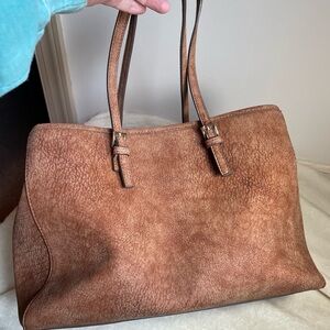 Charming Charlie Dark‎ Tan Faux Leather Tote Bag/Satchel, OS